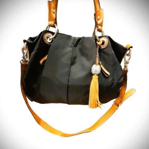 Vince Camuto Handbags - Large everyday bag CARAMEL LEATHER & BLACK NYLON Durable crossbody VINCE CAMUTO